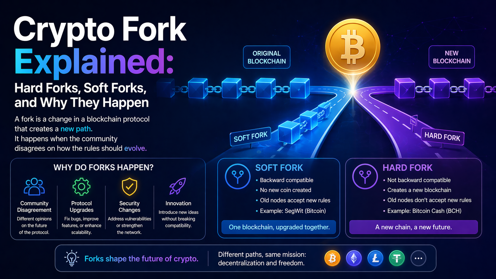 Crypto Fork Explained: Hard Forks, Soft Forks, and Why They Happen
