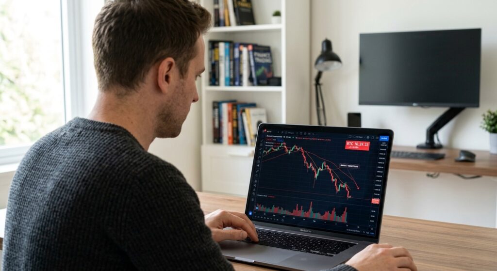 Man working on Bearish MACD Crossover