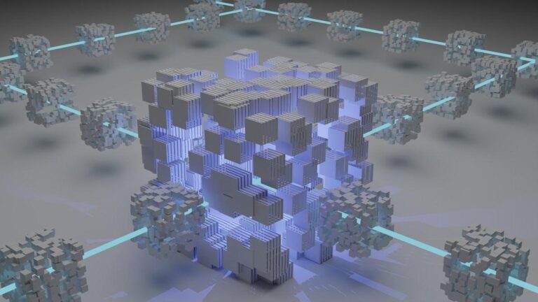 Smart contract running as code on a blockchain network of connected data blocks